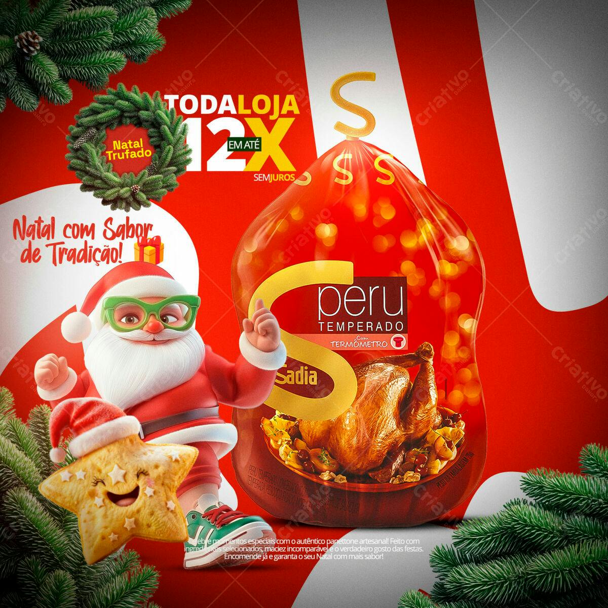 Flyer Natal Sadia Peru Temperado PSD Editável