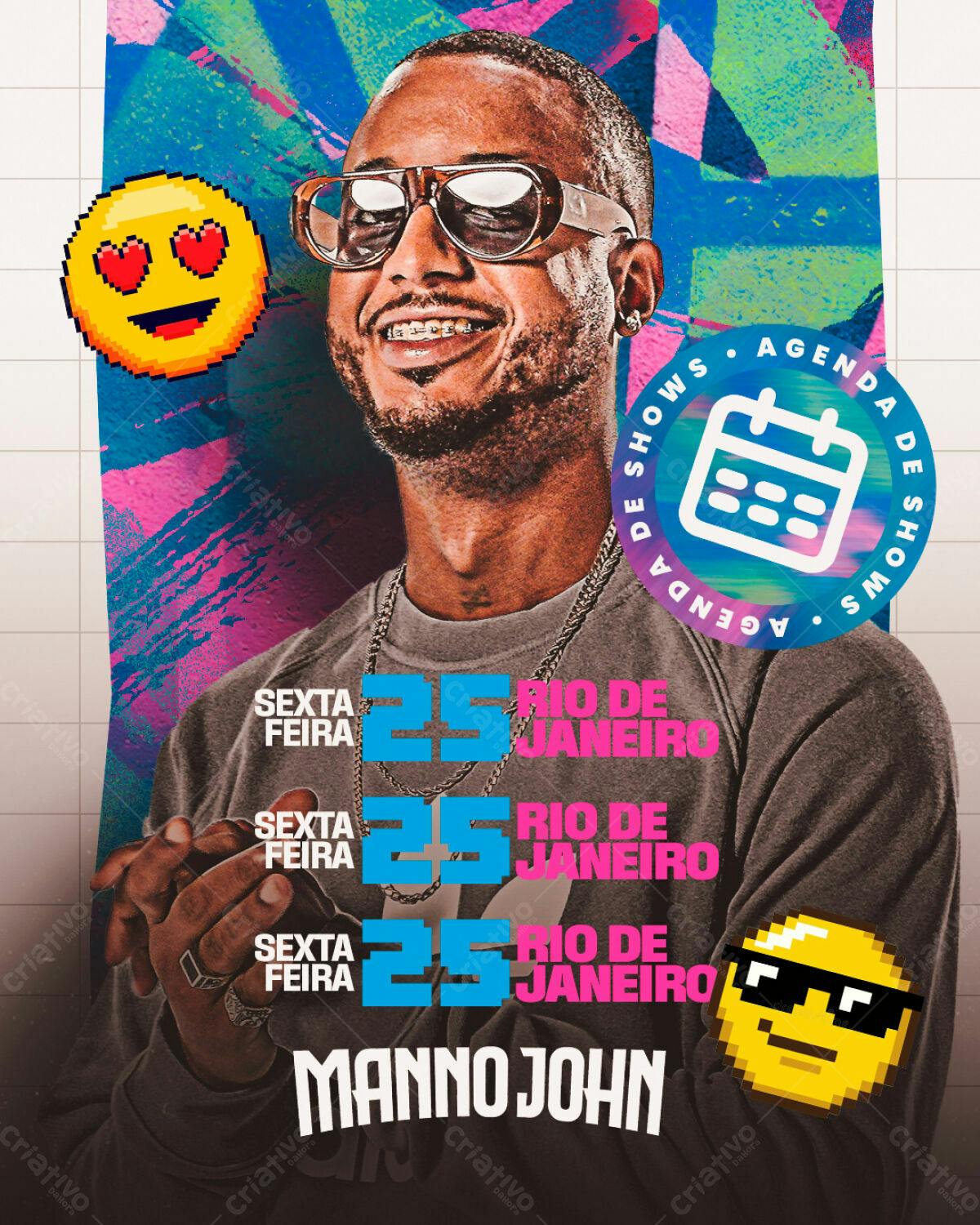 Flyer Show Manno John Rio de Janeiro PSD Editável