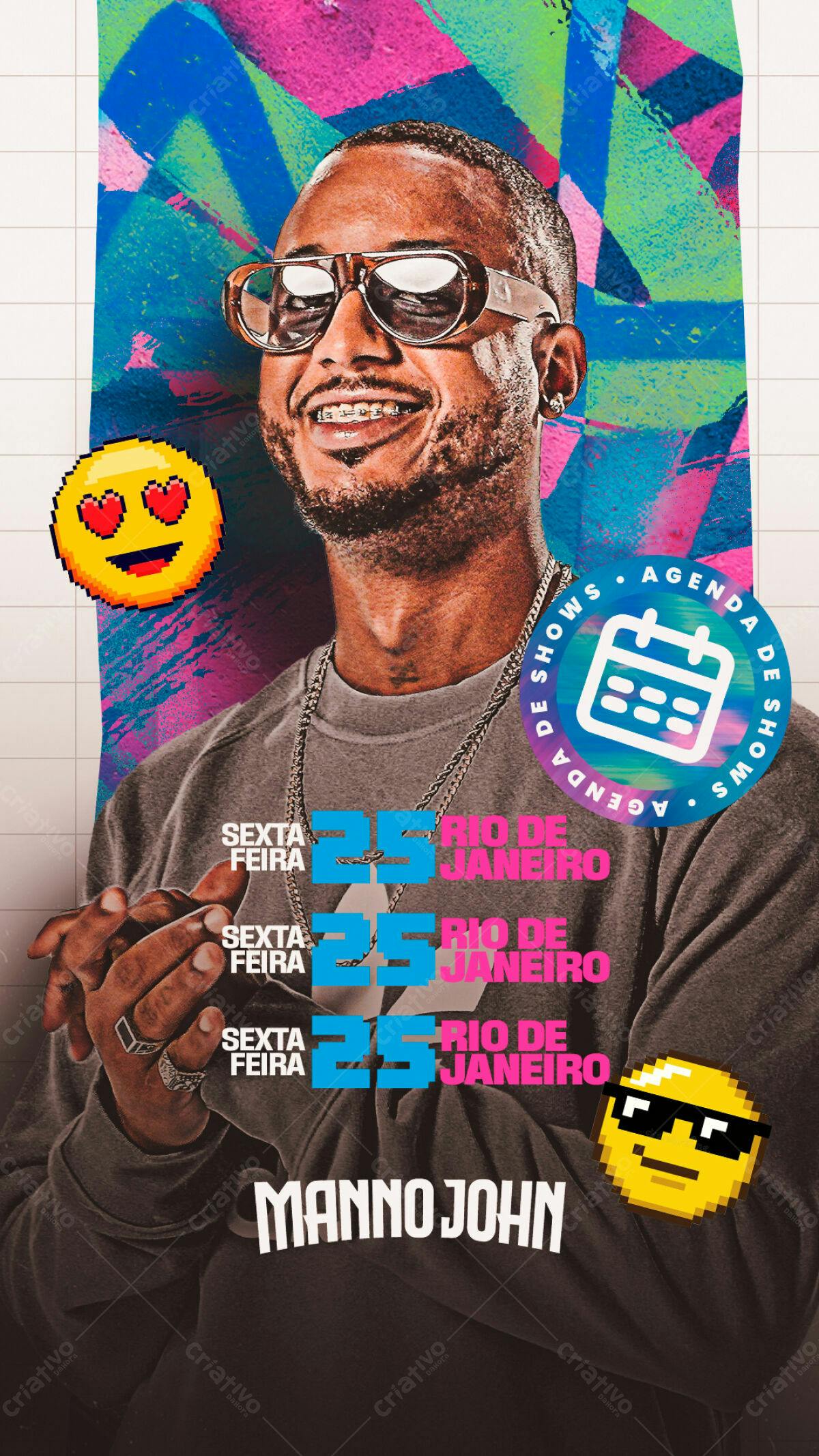 Flyer Show Manno John Rio de Janeiro PSD Editável