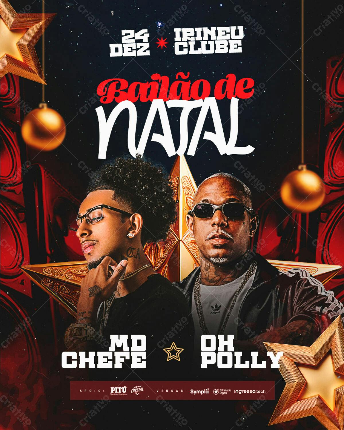 Flyer Baile de Natal com MD Chefe e Oh Polly PSD Editável