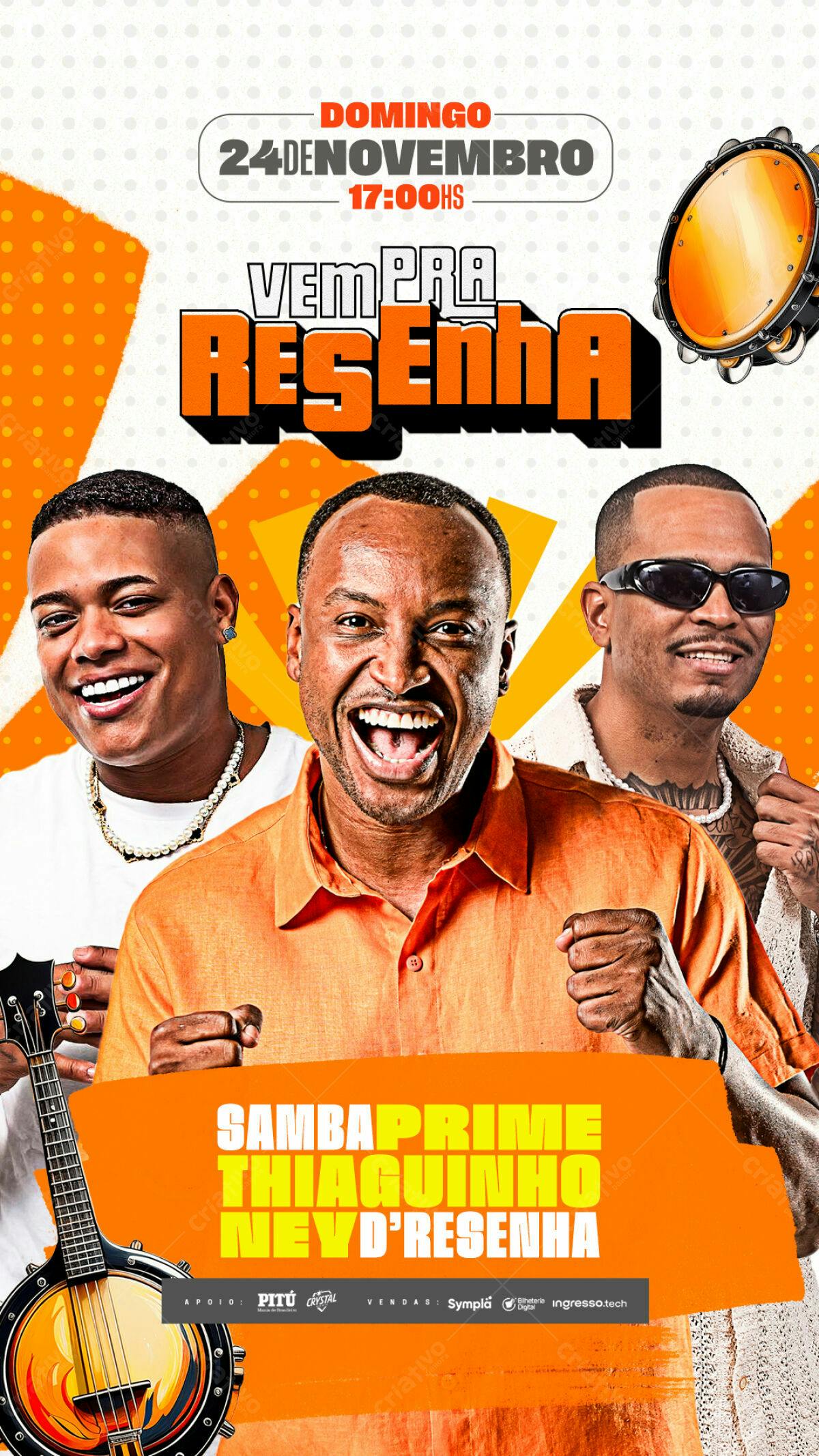 Flyer para Evento SambaPrime com Thiaguinho e Neyd'Resenha PSD Editável