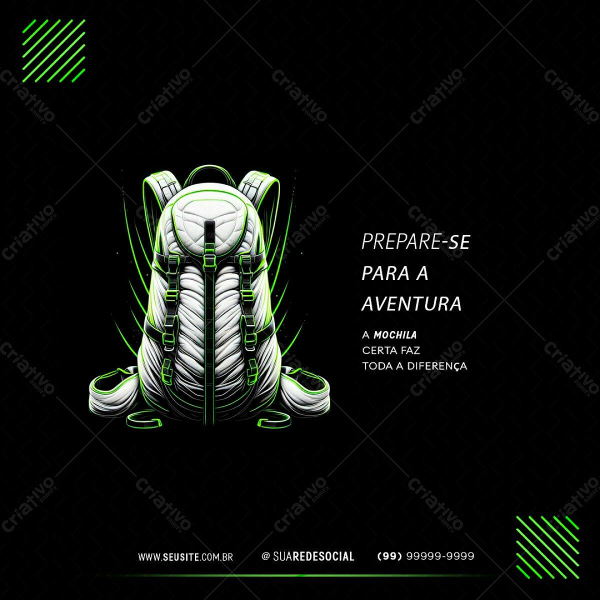 Post para Aventura com Mochila PSD Editável