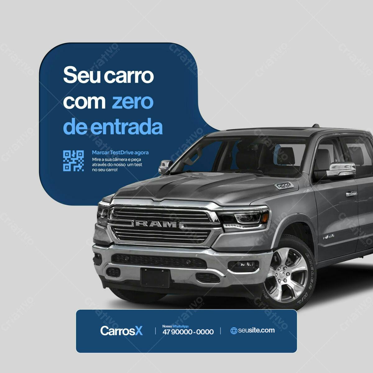 Anúncio Carro Zero de Entrada PSD Editável