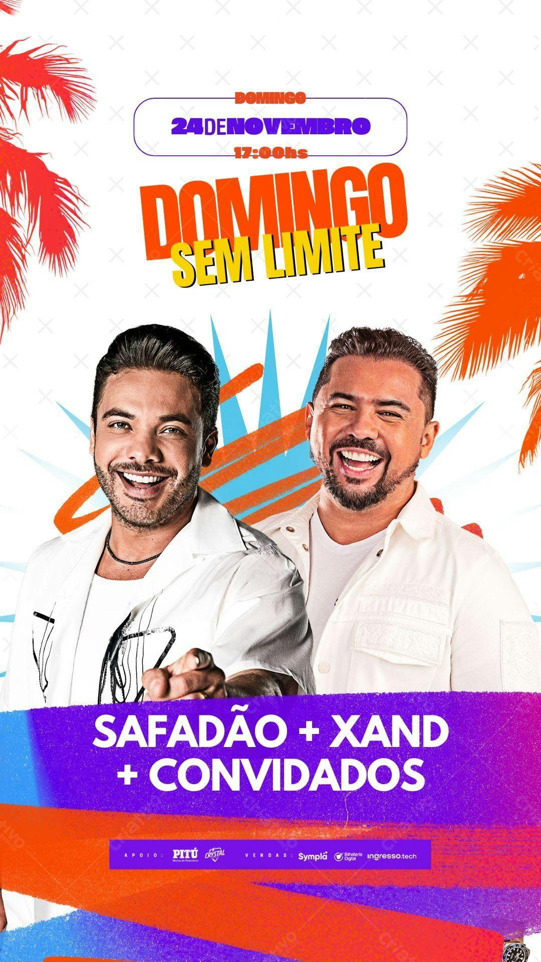 Template de Convite Safadão e Xand - Show 24/11 Editável no Canva