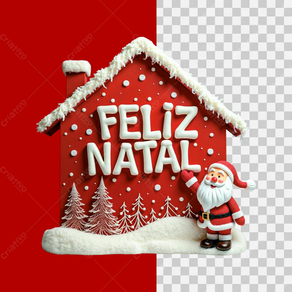 Casinha Natalina Feliz Natal PSD Editável