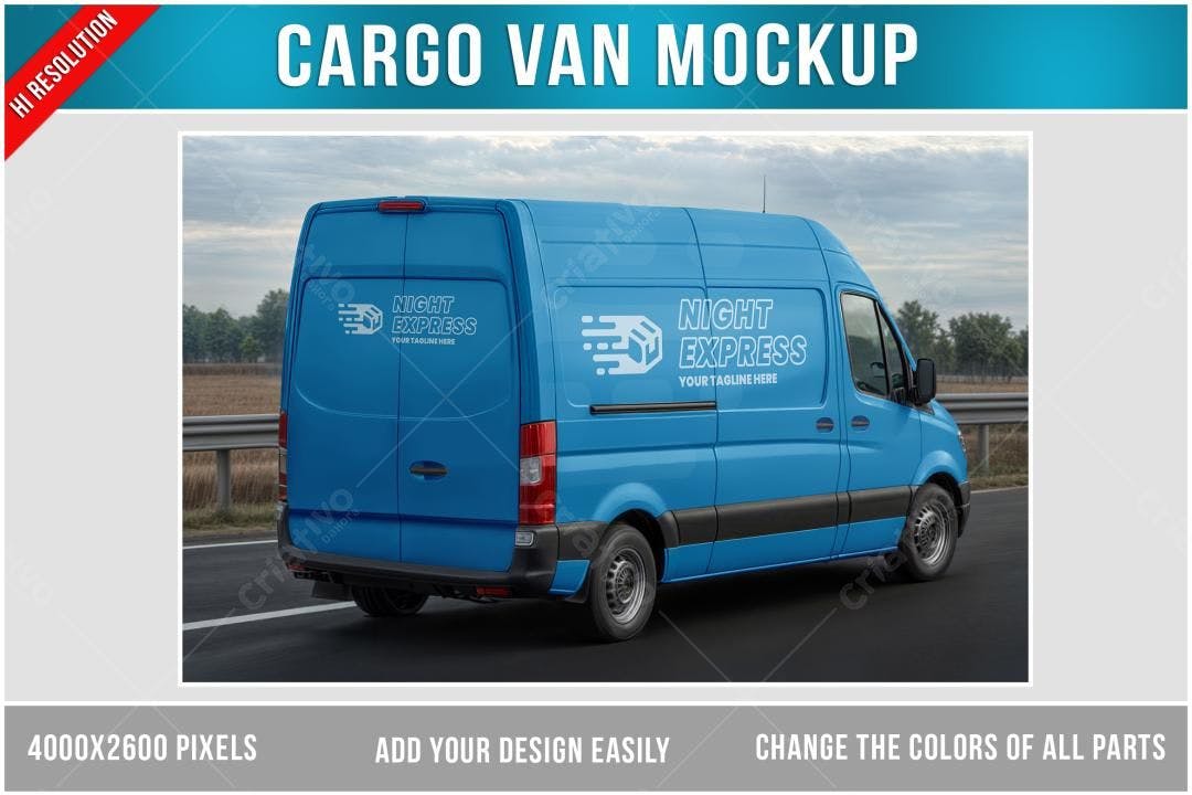 Mockup de Van de Carga Azul para Logística