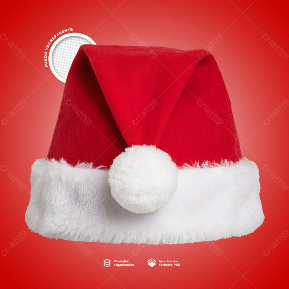 Elemento 3D Gorro Vermelho Papai Noel Png