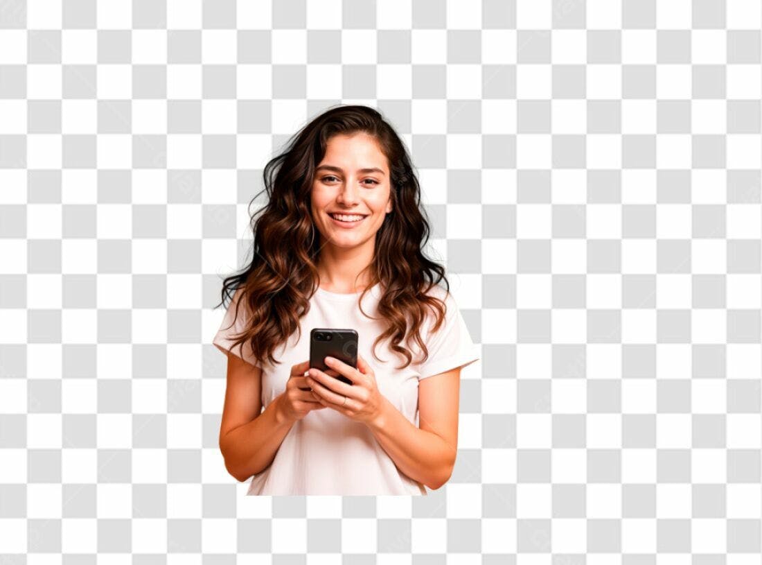 Imagem PNG com fundo transparente Mulher usando celular