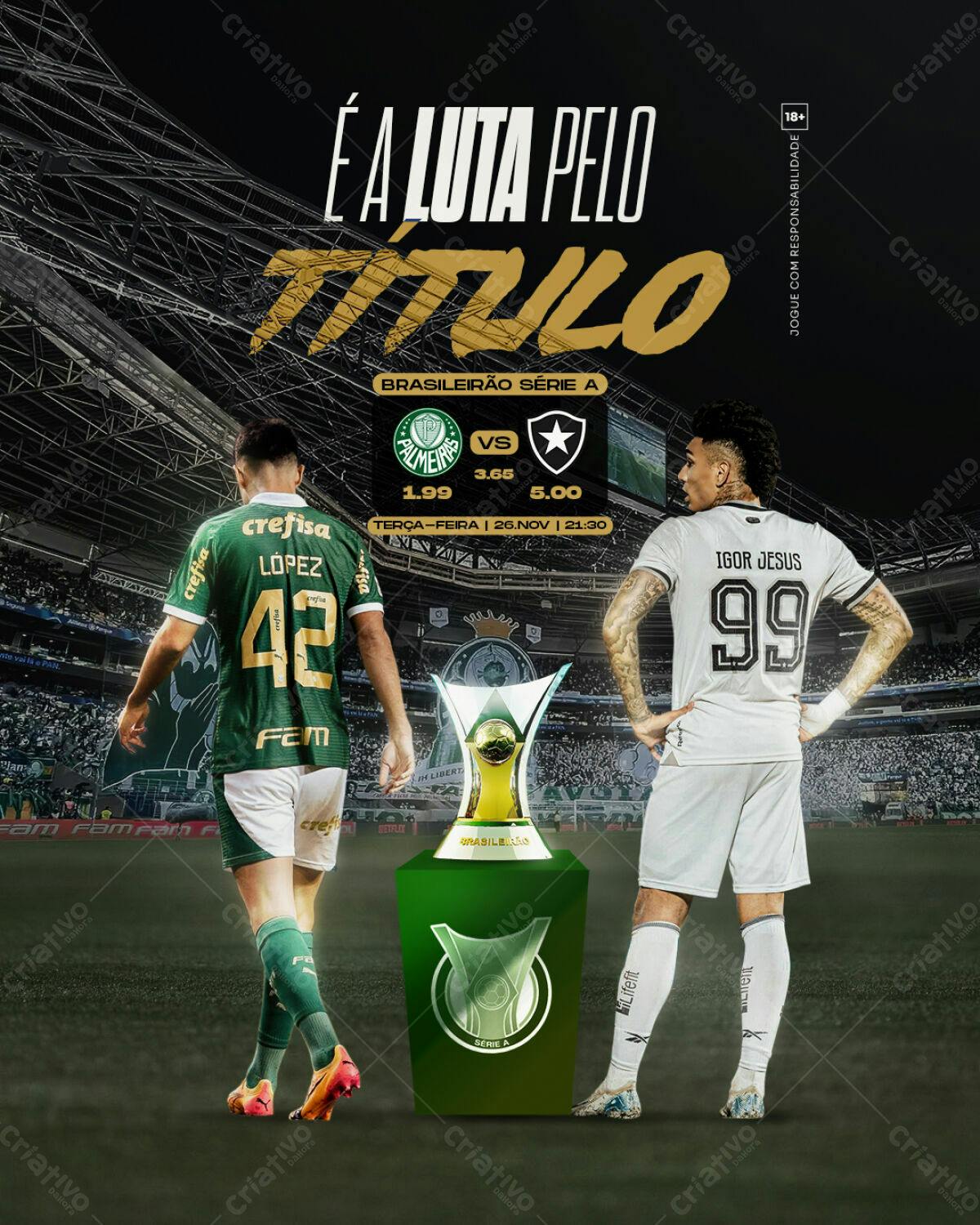 Flyer Palmeiras x Flamengo Brasileiro Série A PSD Editável