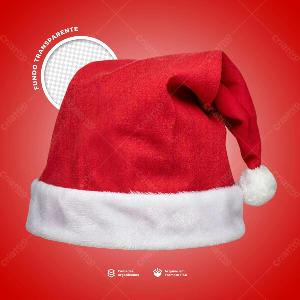 Mockup de Chapeu de Papai Noel Natalino PSD Editável