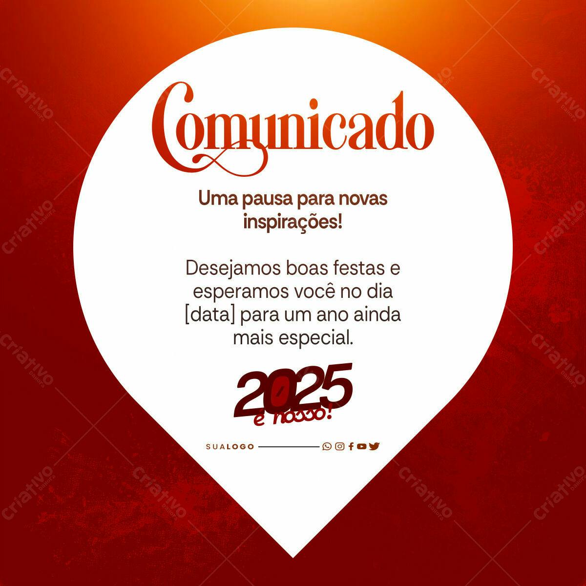 Comunicado Fim de Ano PSD Editável