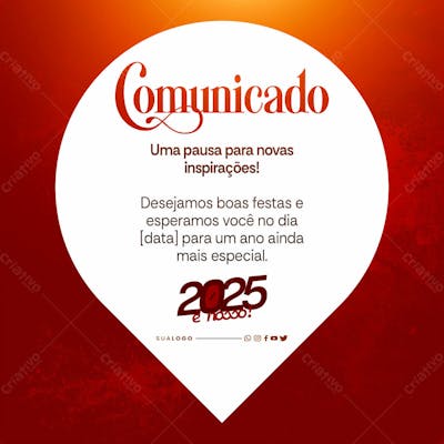Social Media Comunicado Final De Ano 2025 É Nosso