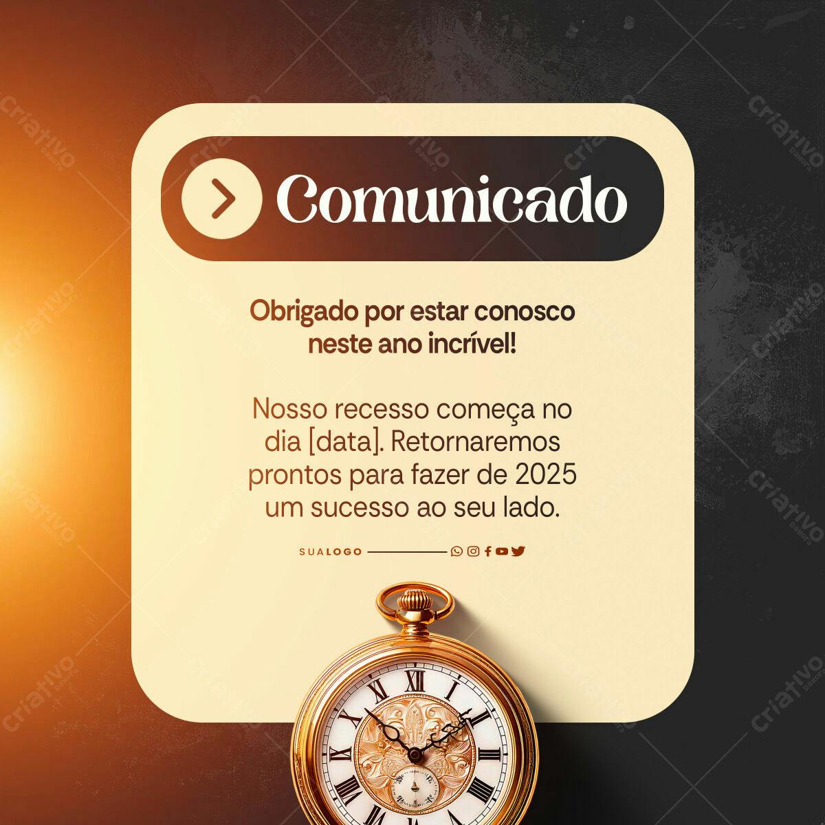 Comunicado de Recesso Fim de Ano PSD Editável