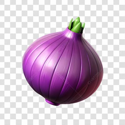 Cebola Roxa Elemento 3D Para Composição Png Ia