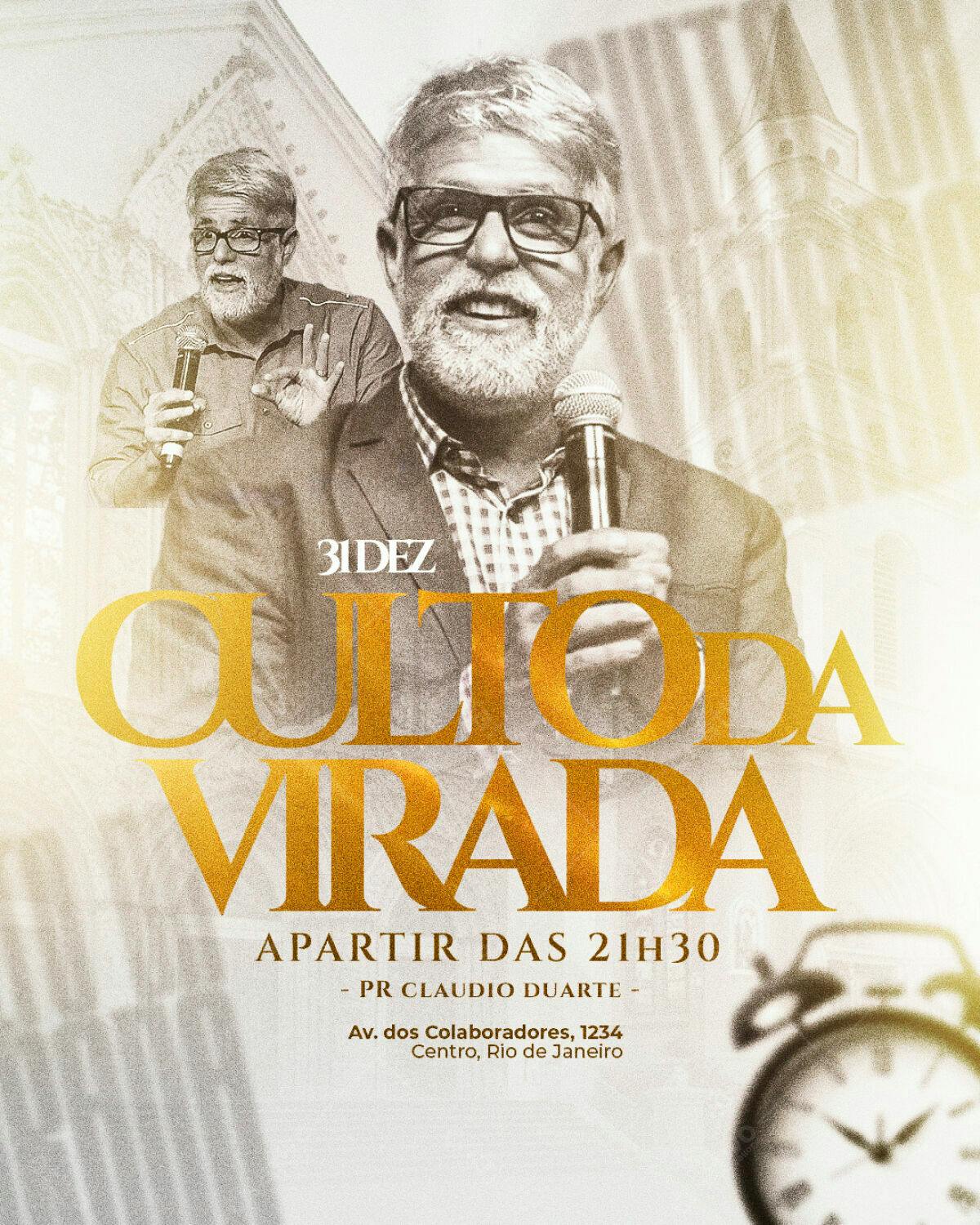 Flyer para Culto da Virada PSD Editável
