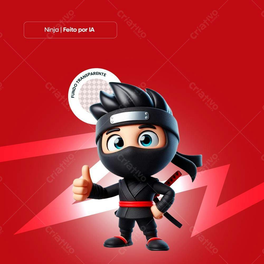 Ninja Png, Feito Pela Ia, Fundo Transparente.