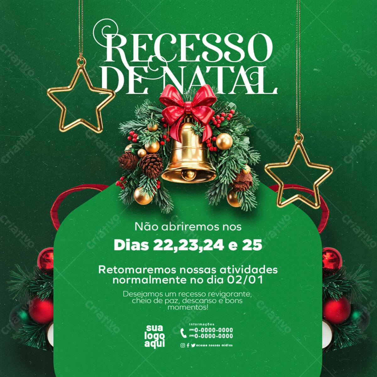 Flyer Recesso de Natal PSD Editável