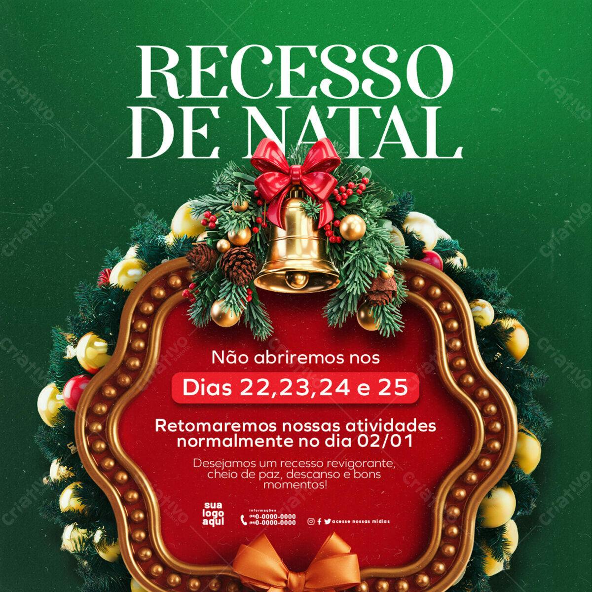 Postagem Recesso de Natal PSD Editável