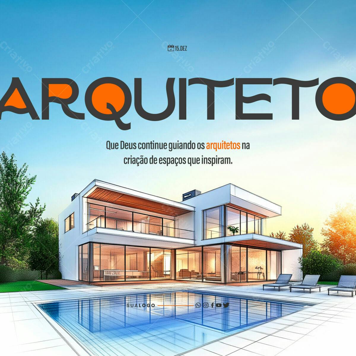 Flyer Dia do Arquiteto PSD Editável