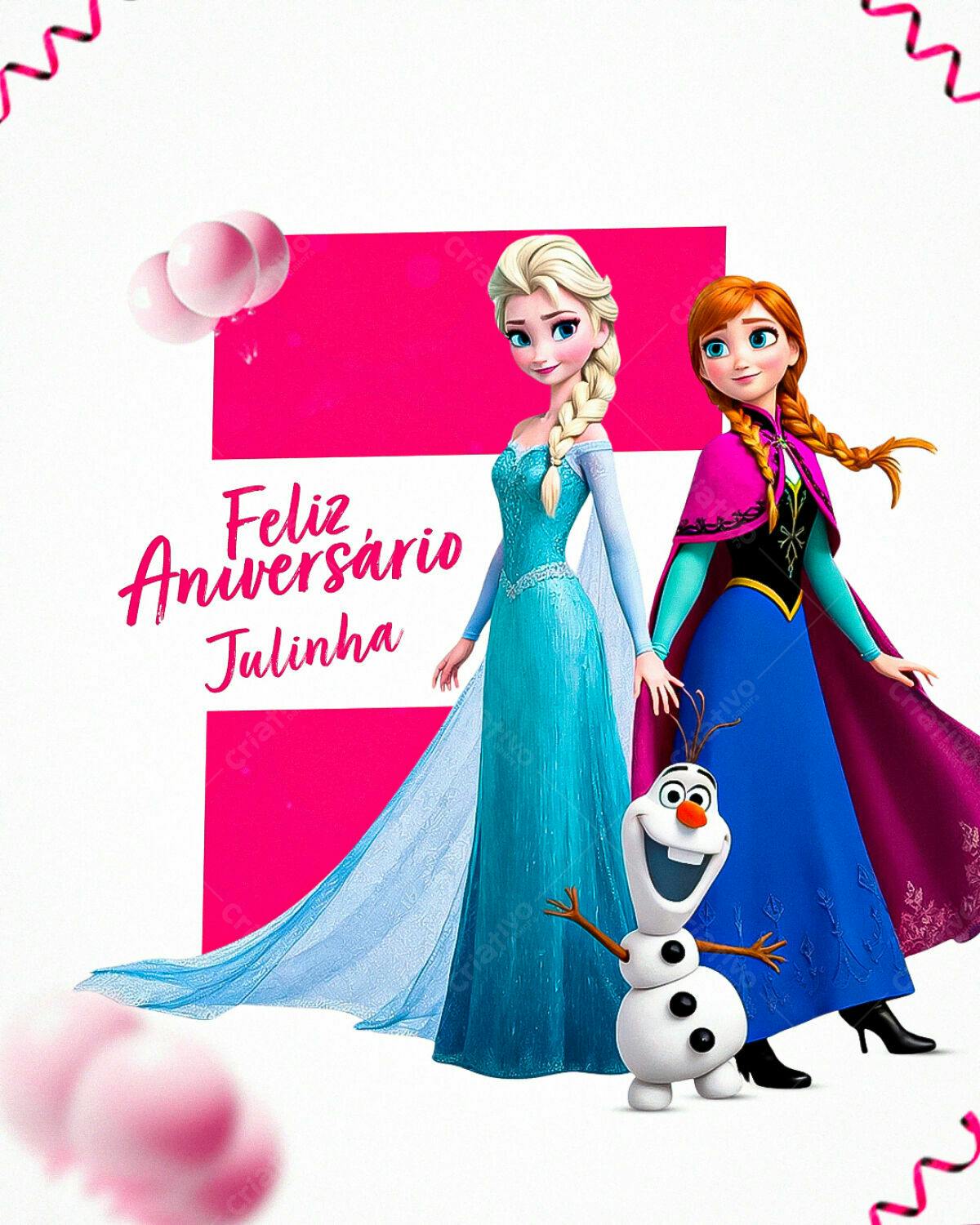 Convite de Aniversário Frozen PSD Editável