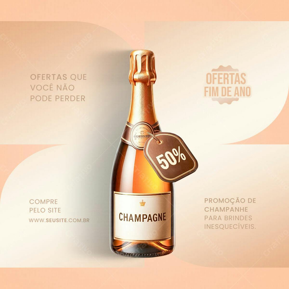 Flyer de Fim de Ano com Champagne PSD Editável