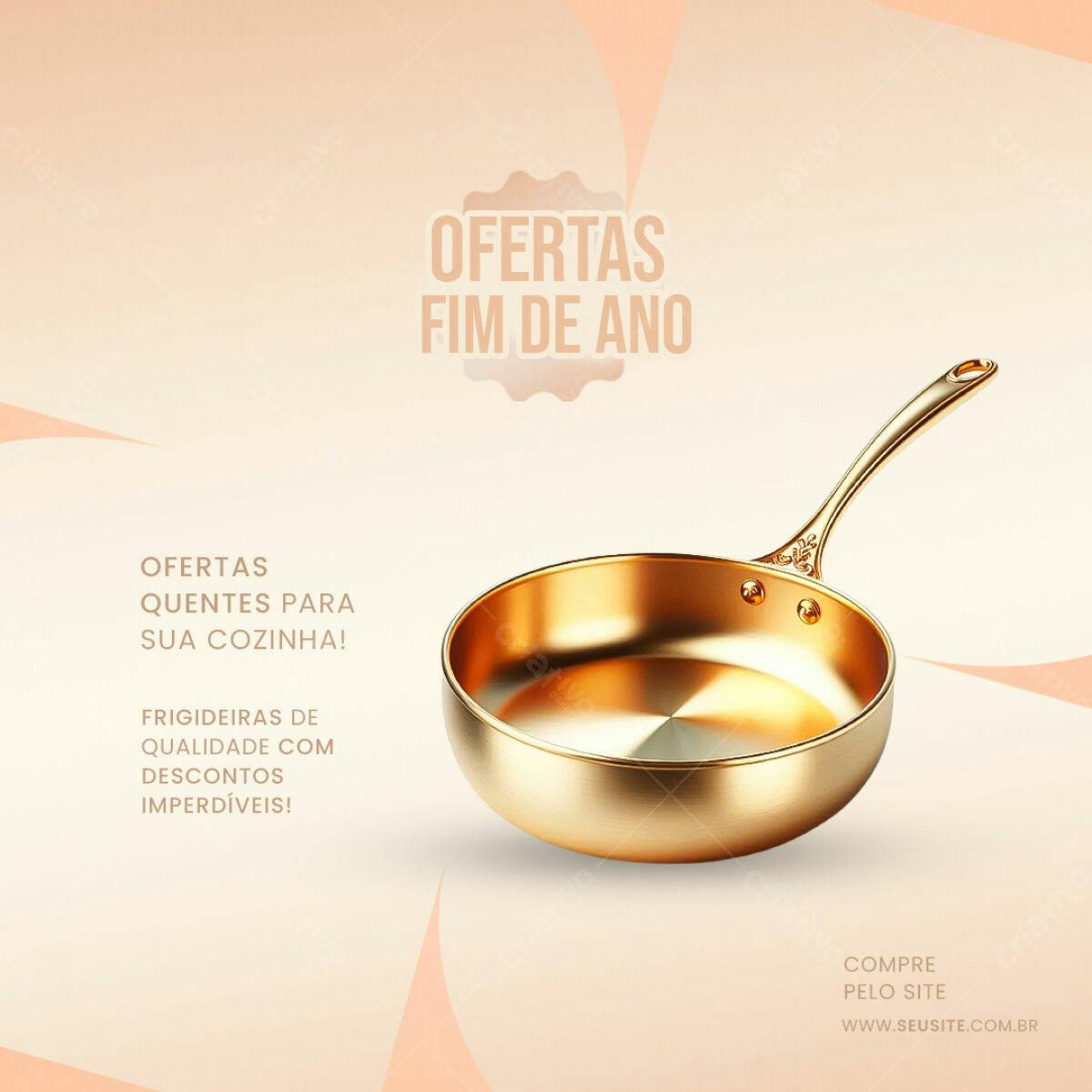 Flyer Ofertas Fim de Ano Frigideira Dourada PSD Editável