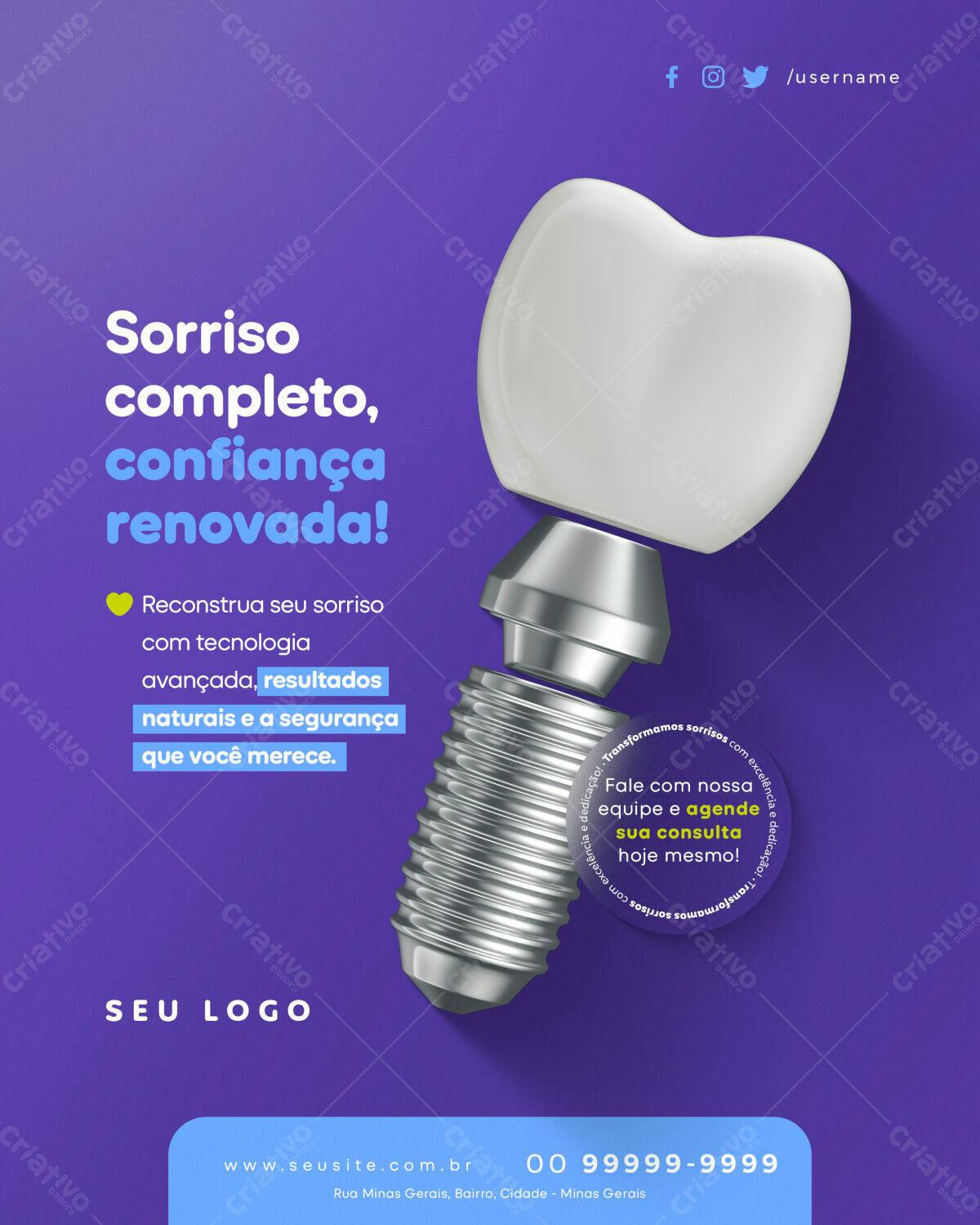 Flyer Odontológico Sorriso Renovado PSD Editável