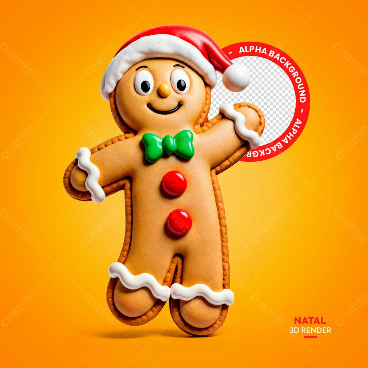 PSD Boneco de Gengibre Natalino PSD Editável