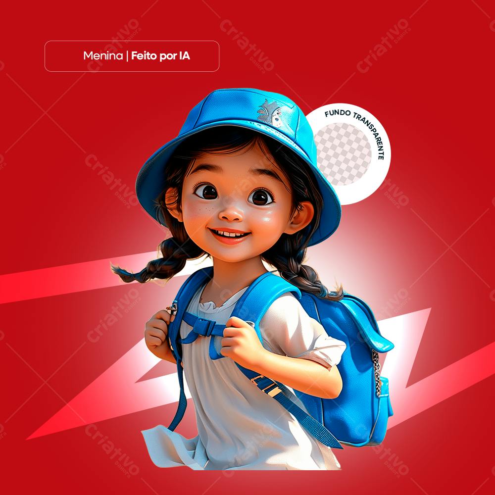 Menina Com Mochila Png, Feito Pela Ia, Fundo Transparente