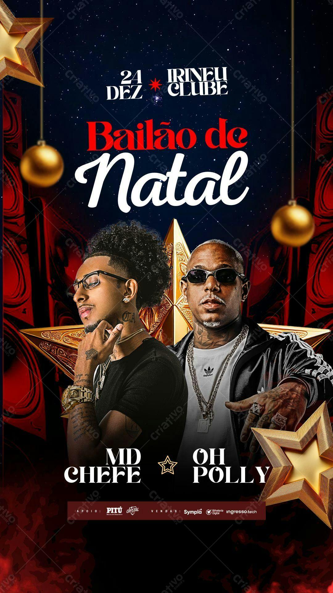 Flyer Baile de Natal com MD Chefe e Oh Polly Editável no Canva