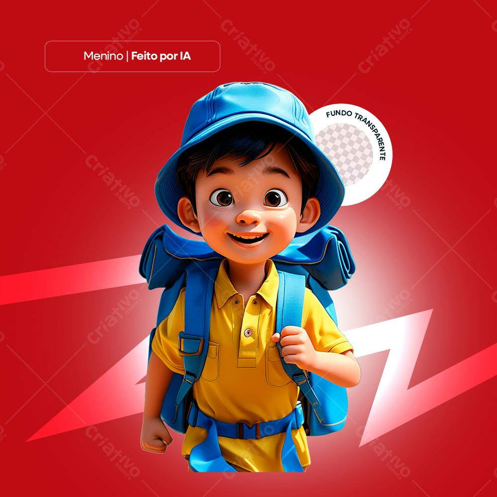 Menino Com Mochila Png, Feita Pela Ia, Fundo Transparente