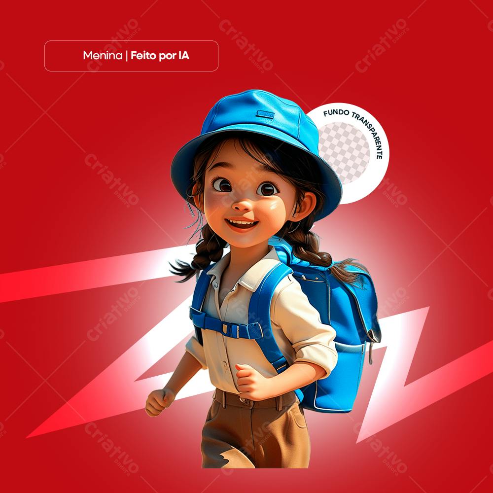 Icone Menina com mochila PNG com fundo transparente