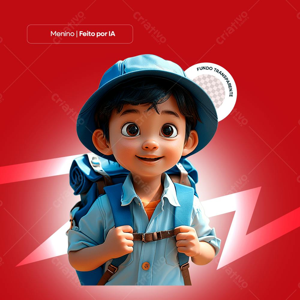 Icone Menino Mochileiro PNG com fundo transparente