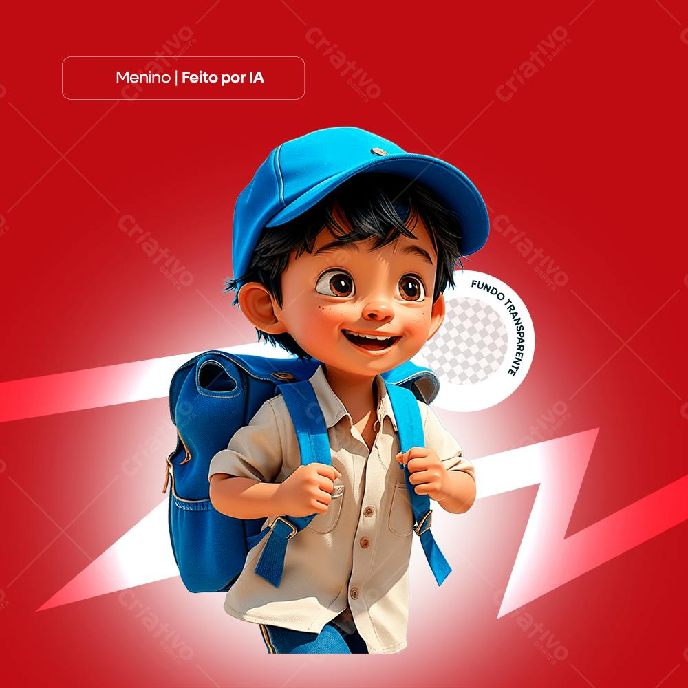 Menino Com Mochila Png, Feita Pela Ia, Fundo Transparente