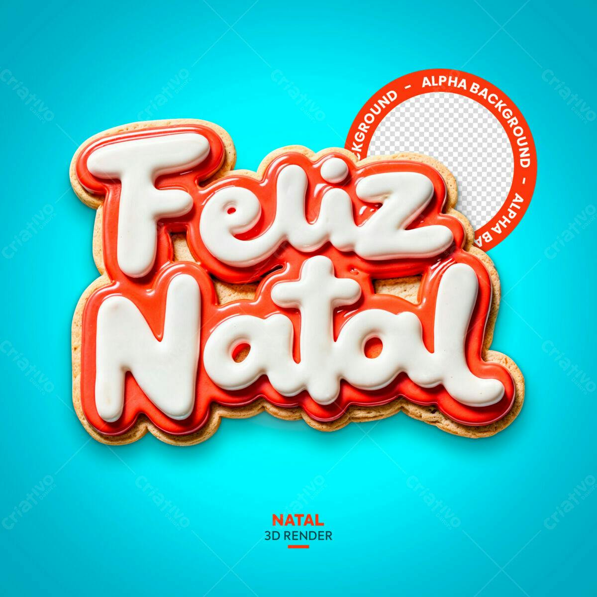 Arte Natalina Biscoito Feliz Natal PSD Editável