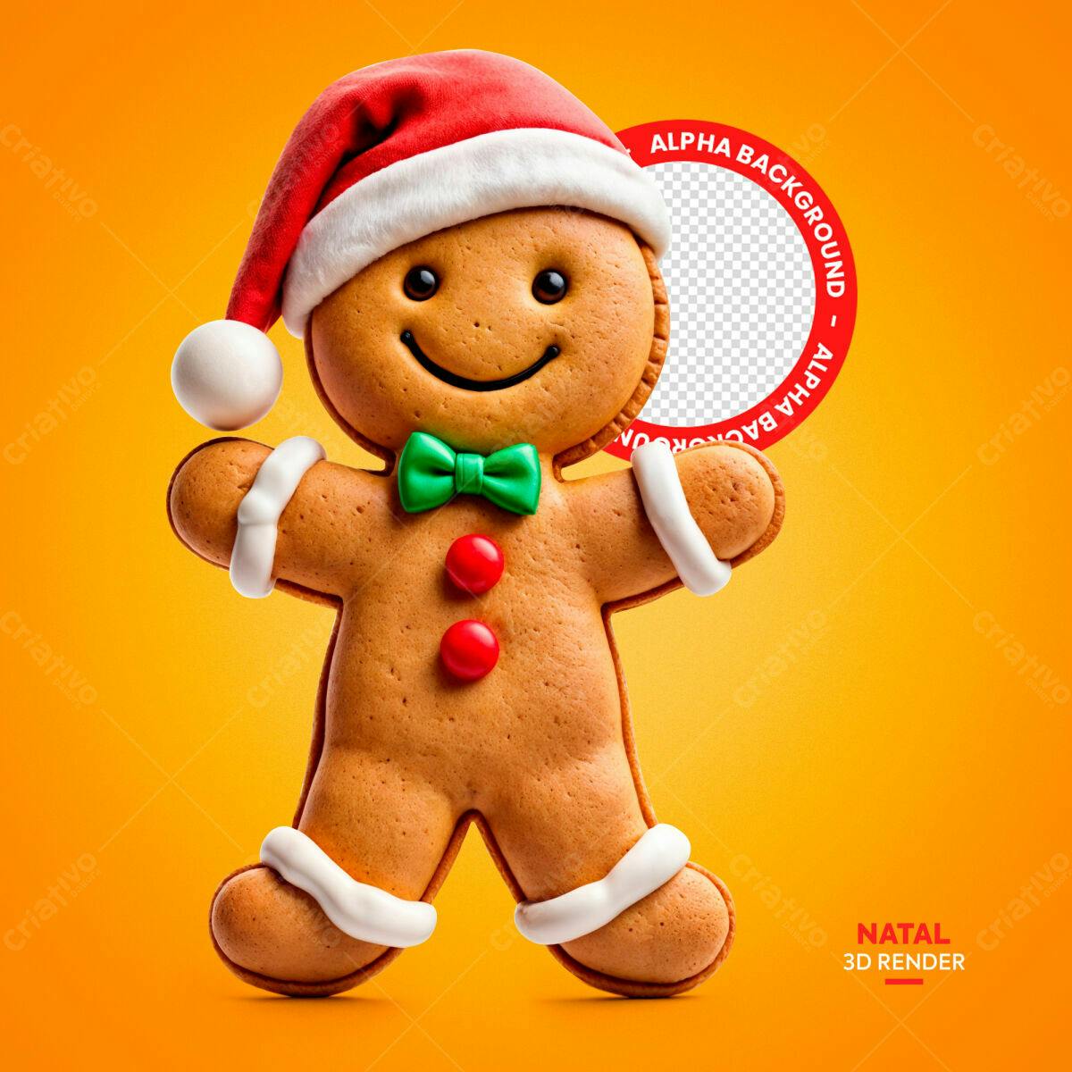 PSD Boneco de Gengibre Natalino Editável