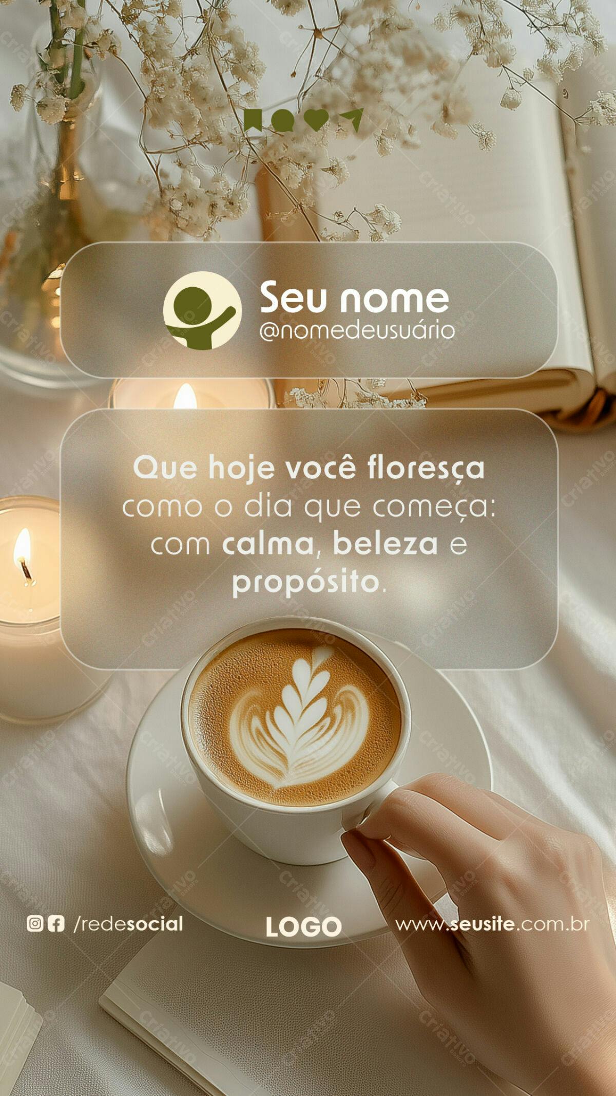Post para Instagram com frases motivacionais PSD Editável