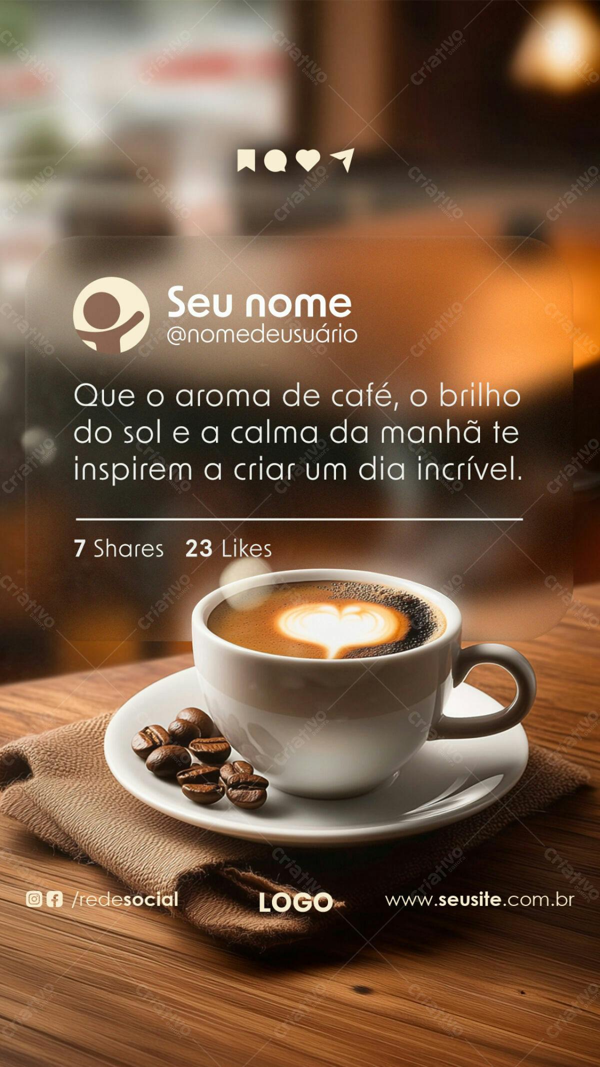 Post para Instagram Café da Manhã PSD Editável