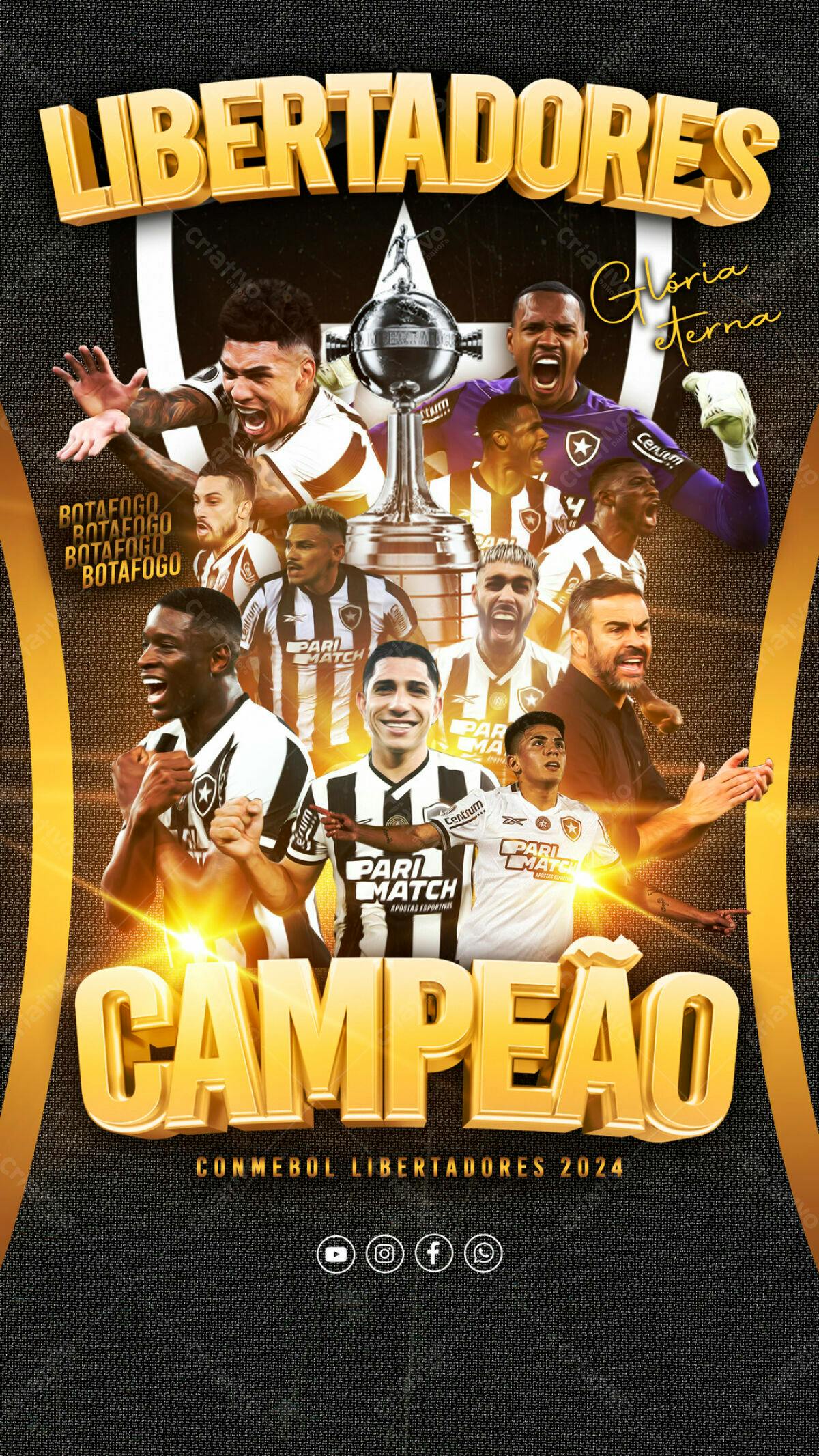 Flyer Botafogo Campeão Libertadores PSD Editável
