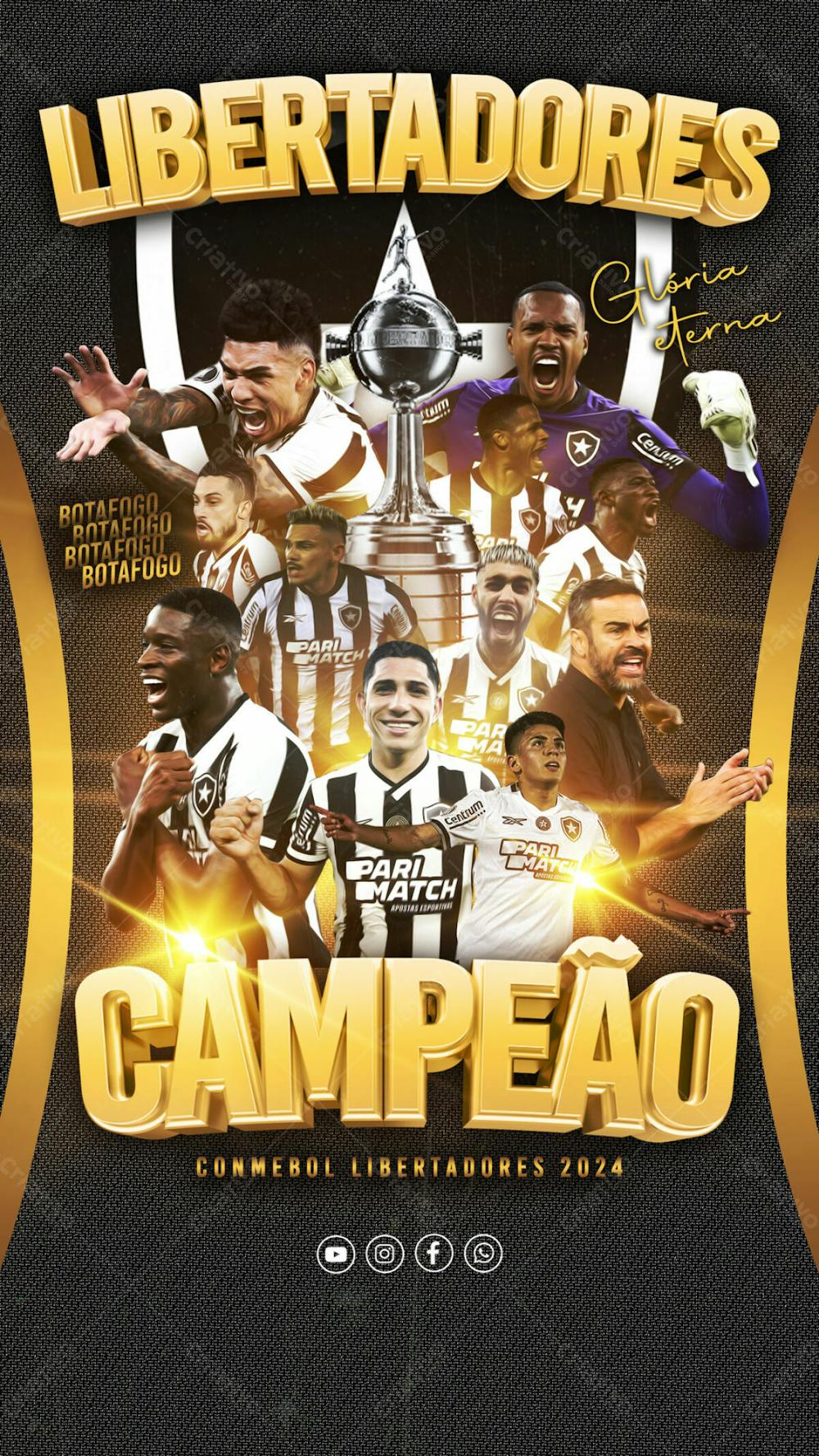 Psd Social Media Futebol Botafogo Campeão Libertadores  2024