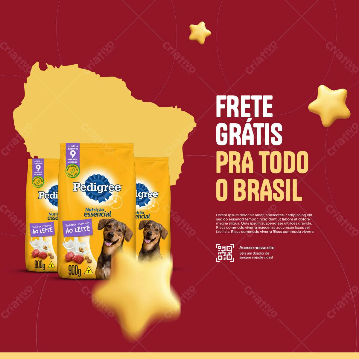 Flyer para Frete Grátis Pedigree PSD Editável