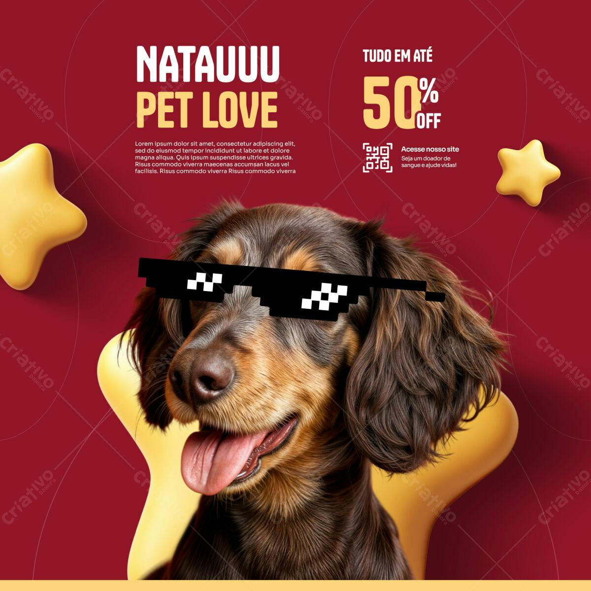 Flyer para Pet Shop com 50% de Desconto PSD Editável
