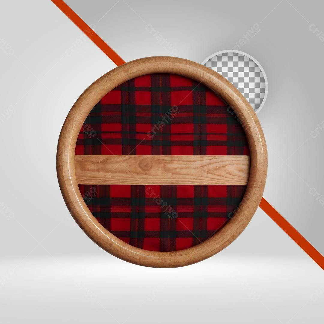 Selo Natalino Vermelho e Madeira PNG com fundo transparente