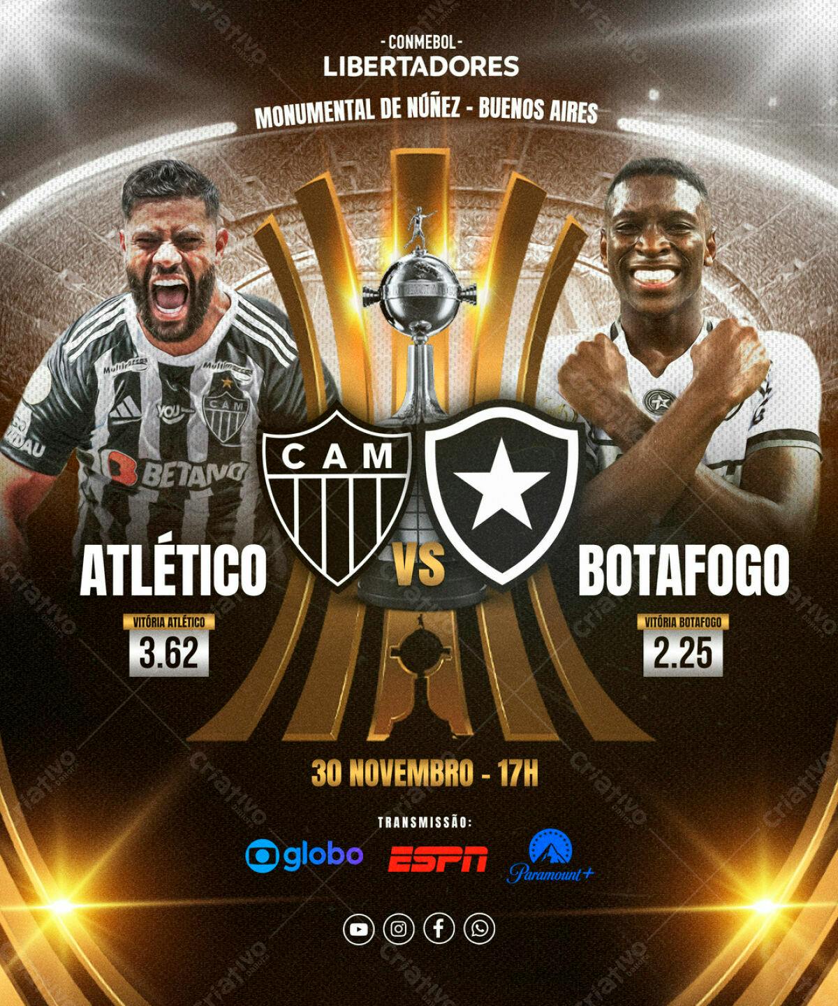 Flyer Atlético x Botafogo Libertadores PSD Editável
