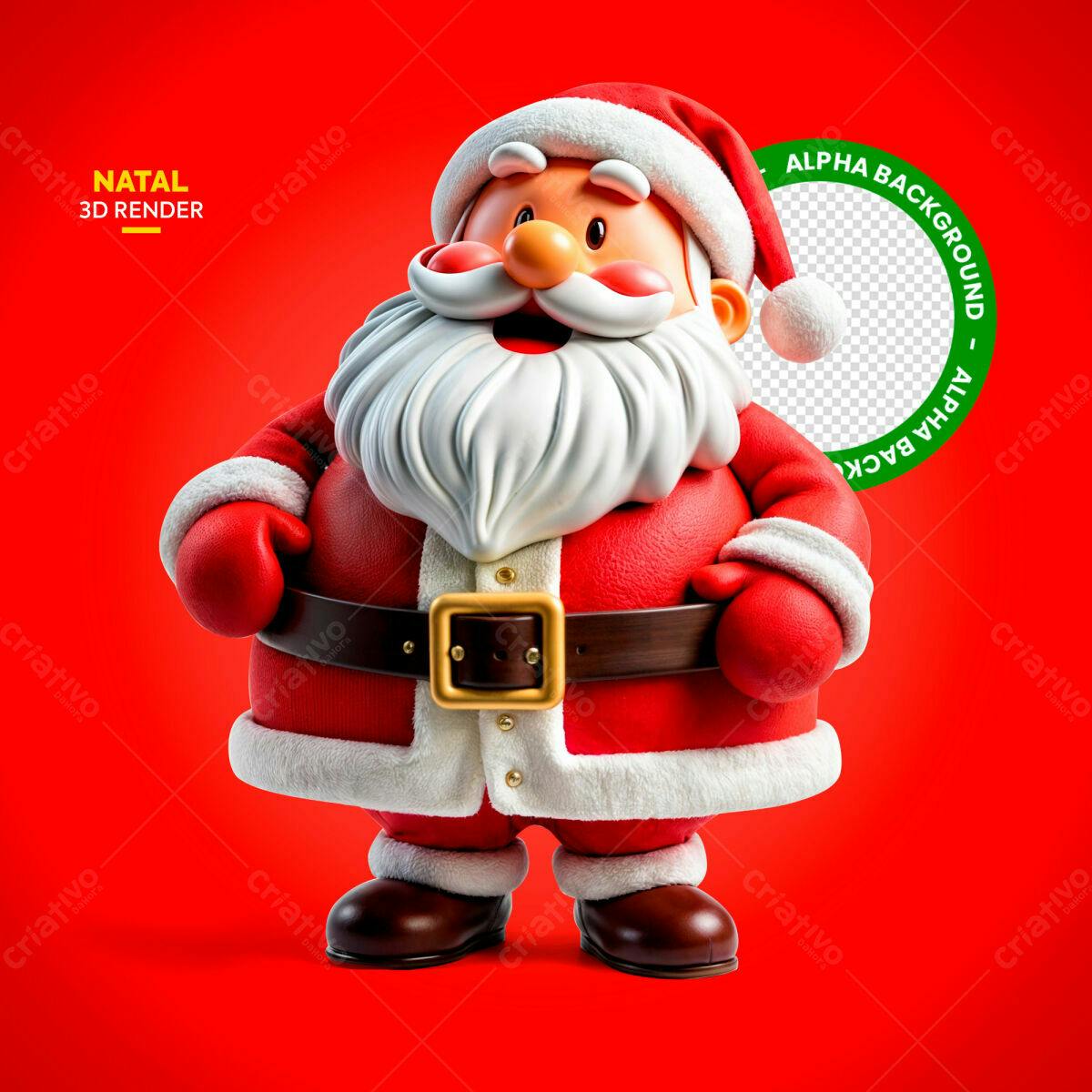 PSD Papai Noel Natalino 3D Render PSD Editável