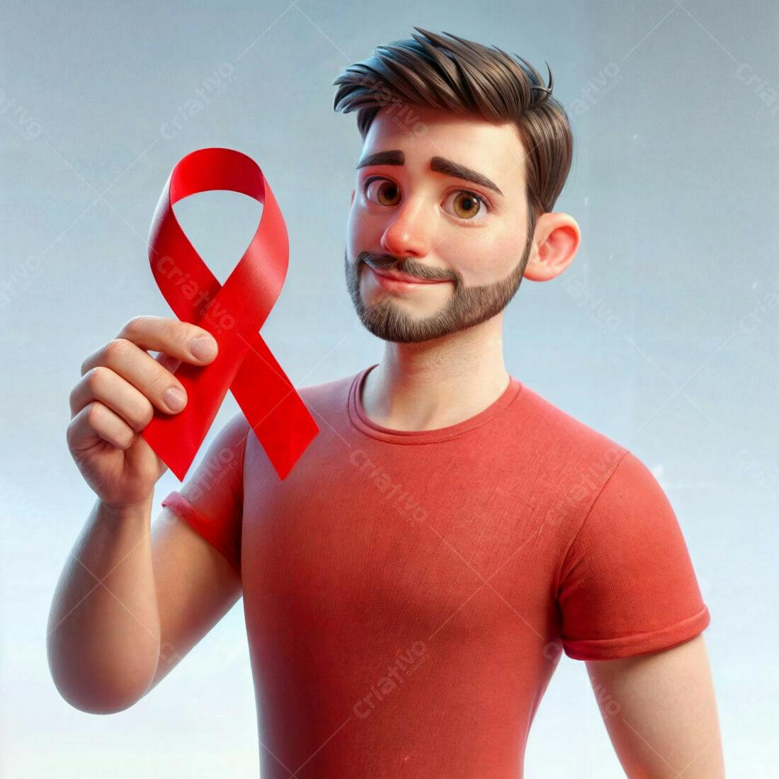Ilustração Homem com Fita Vermelha