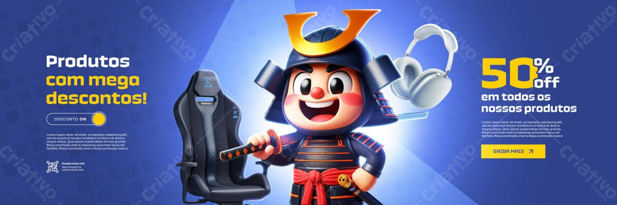 Banner Promoção 50% Off Gamer PSD Editável