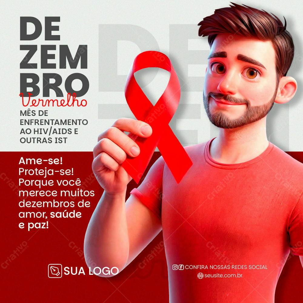 Feed Social Dezembro Vermelho Ame Se!Proteja Se!Porque Você Merece Muitos Dezembros De Amor, Saúde E Paz!