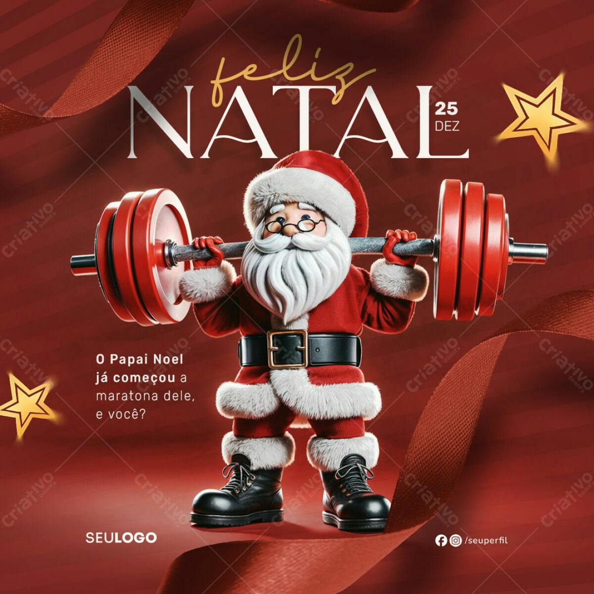 Flyer Natal Papai Noel Malhando PSD Editável