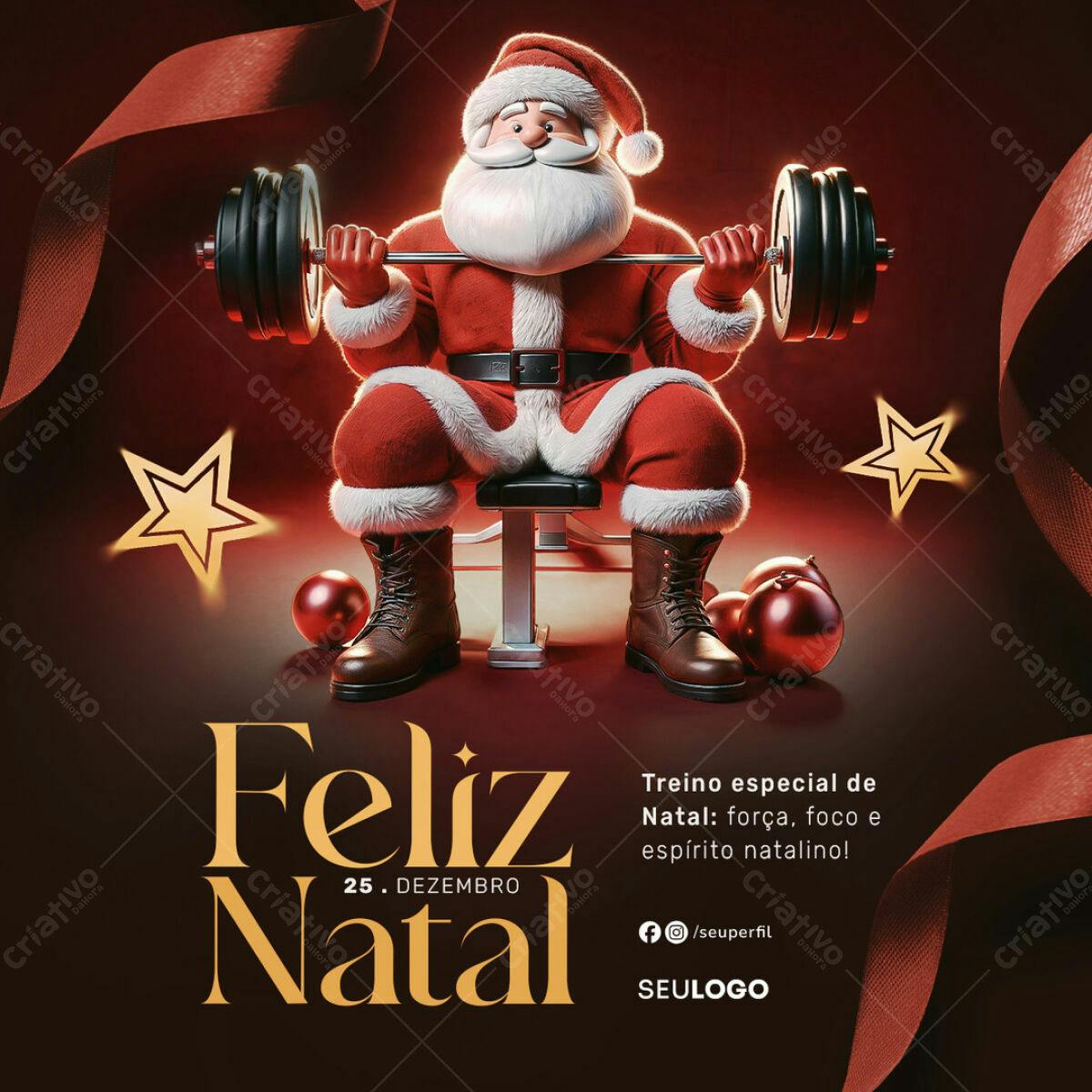 Flyer Natal Papai Noel Malhando PSD Editável